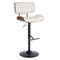 Lombardi Mid-Century Modern Adjustable Barstool in Walnut with Faux Leather